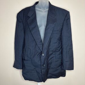 Hickey Freeman Sports Coat Blazer men’s 50R 100% Wool Houndstooth navy blue